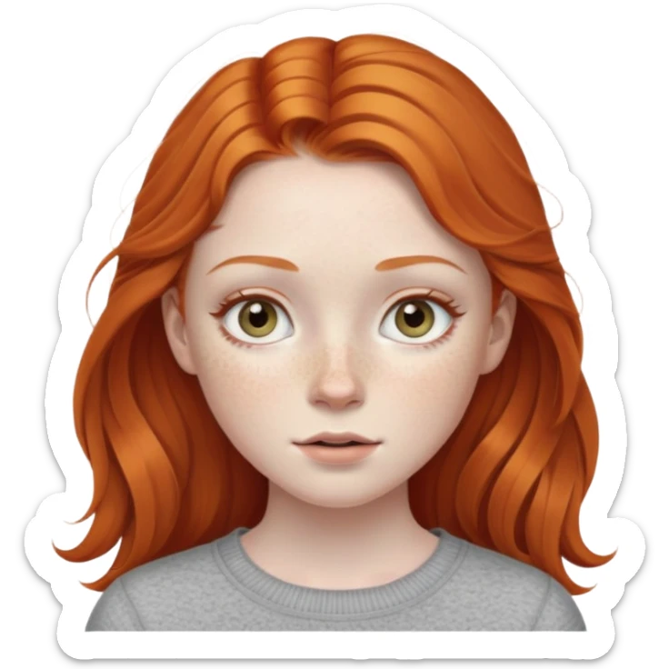 realistic portrait of a ginger girl with grey eyes and pale skin sticker