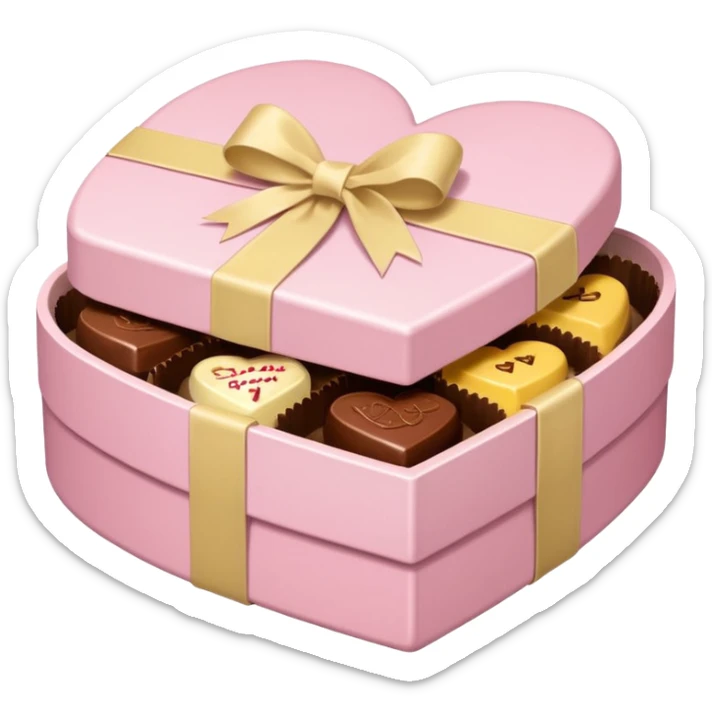 Box of chocolates (heart) in soft pink, beige and yellow pastel colors sticker