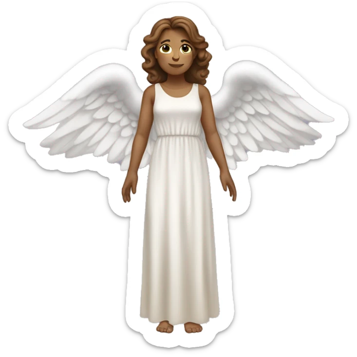 Full length white woman with brown hair dressed as a beautiful angel with wings and a long flowy dress sticker