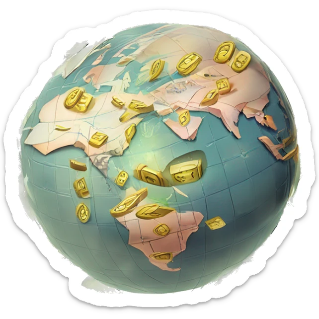 Emoji exchange currency  business  countain images of  currencies euro dollars pound russian currency and chiness currency  moving on world ball  sticker