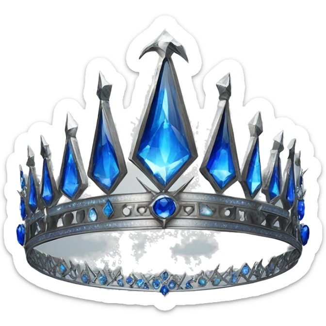 The Ravenclaw Diadem is a tiara-like object with a majestic design, made of gleaming silver and set with glittering blue gems. It is enchanted to enhance the wisdom and intellect of its wearer. Voldemort turned it into a Horcrux, embedding a fragment  sticker