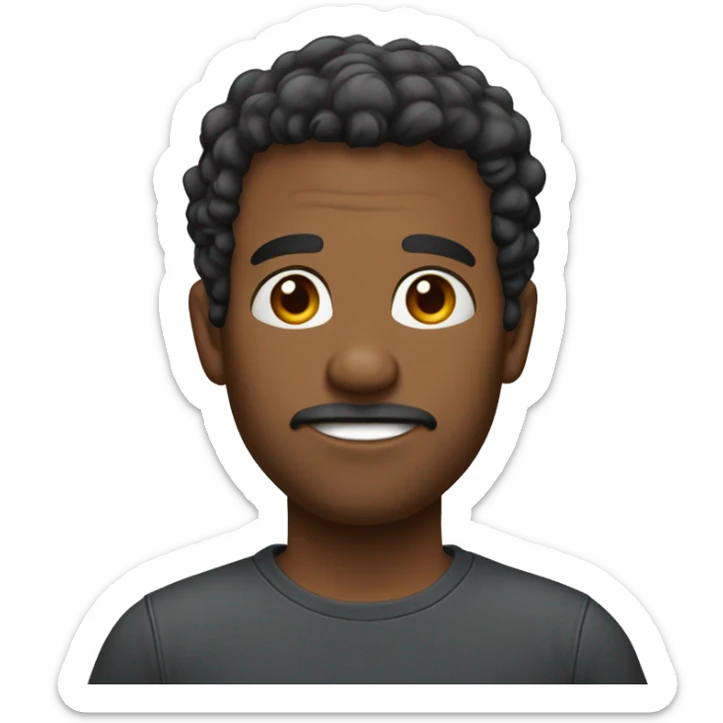 Homem um pouco gordinho, cabelo preto, camisa branca sticker