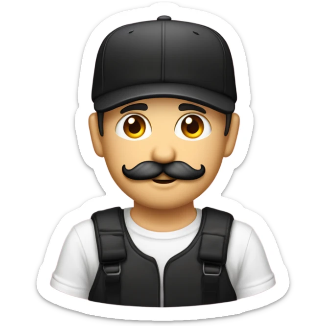 Homme blanc, viril , cheveux courts noir, moustache, casquette noir yankees noir, avec une bière, t-shirt rose sticker