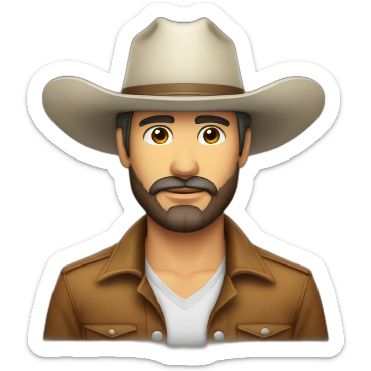 Hombre pelón y muy cachetón con sombrero vaquero y barba tupida piel blanca sticker