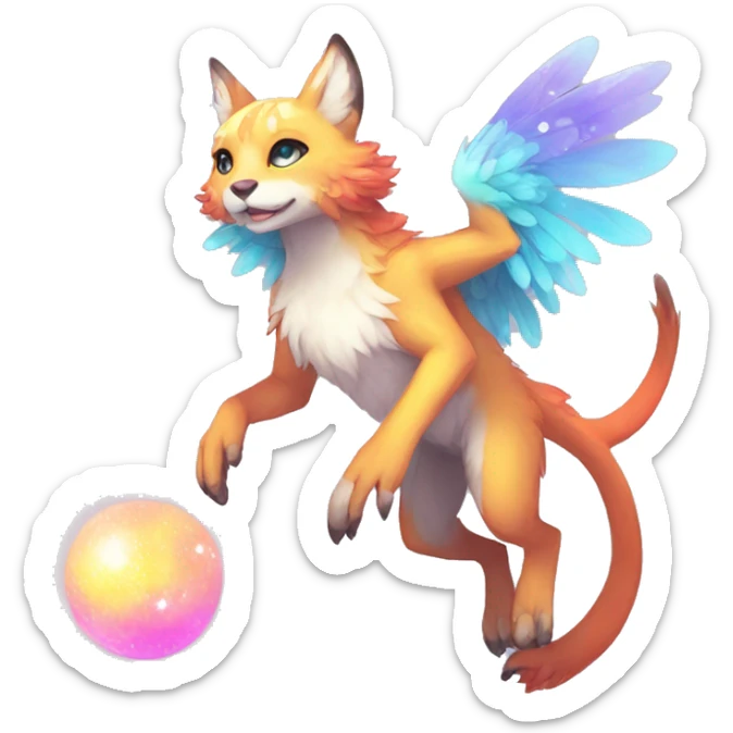 Kawaii bright fantasy ethereal anthro fursona Fakemon animal creature sticker