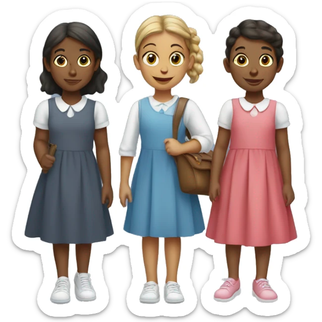 A trio of girls going to church sticker
