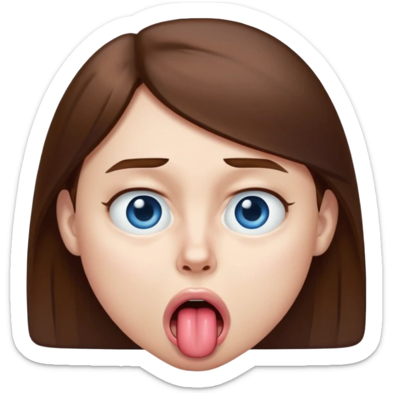 Quelqun de blan brun au yeux bleu qui tire la langue sur le coter de la bouche et regarde mal sticker