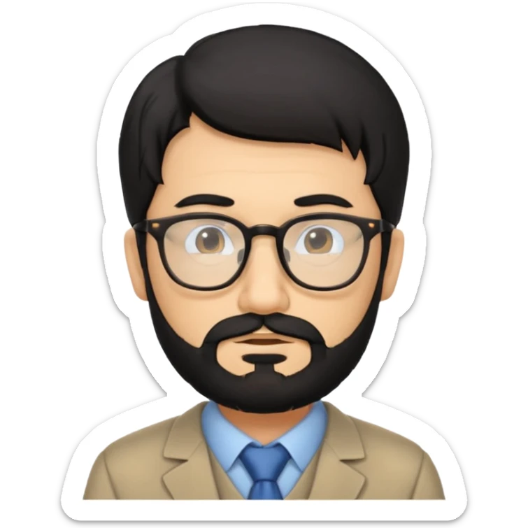 Professor in the la casa de papel TV show, with black hair and beard sticker