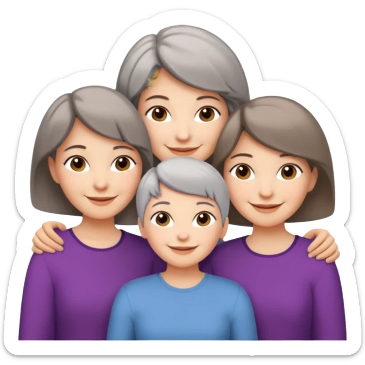 A mum with short Gray hair and her two adult daughters with Light brown hair sticker