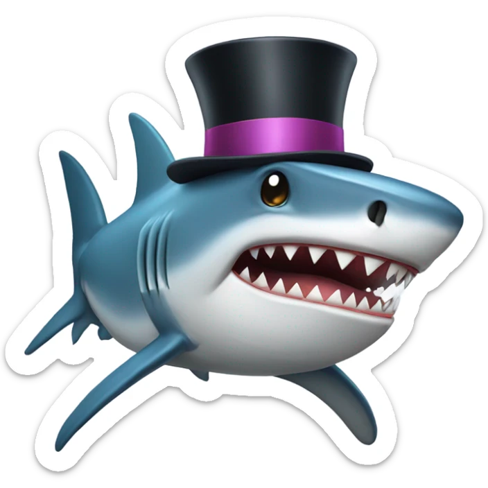 Shark with a top hat sticker