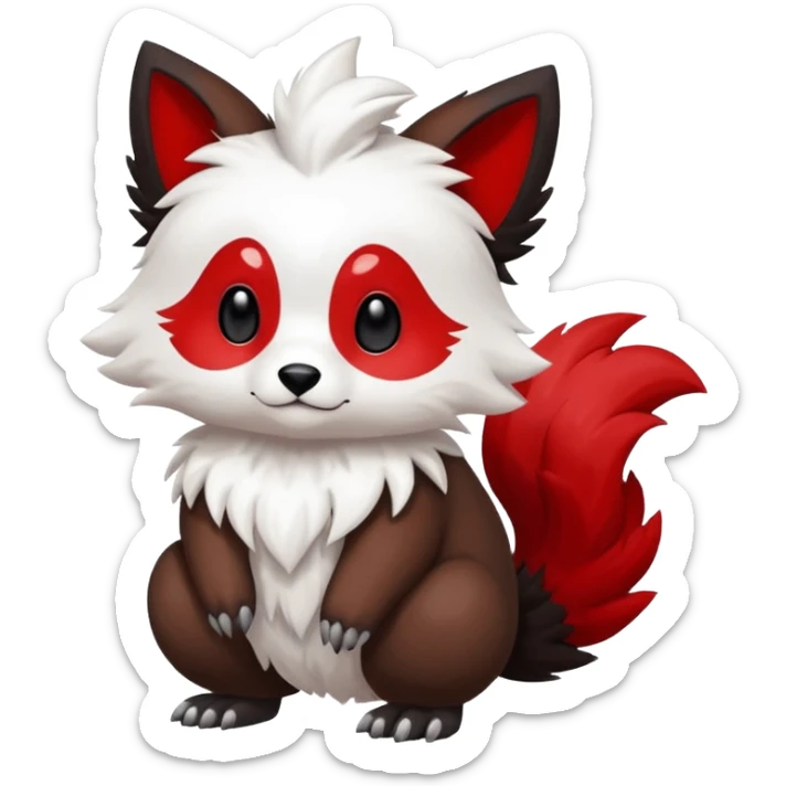 Cute cool white red dark-brown black animal hybrid Fakemon full body sticker