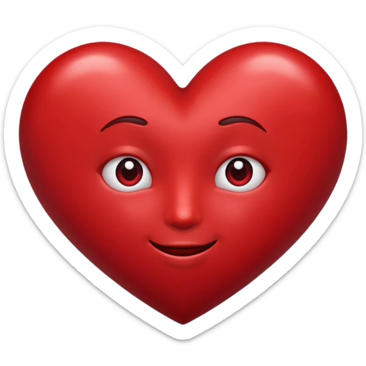Un cuore grande rosso scuro con sotto faccina innamorata  sticker