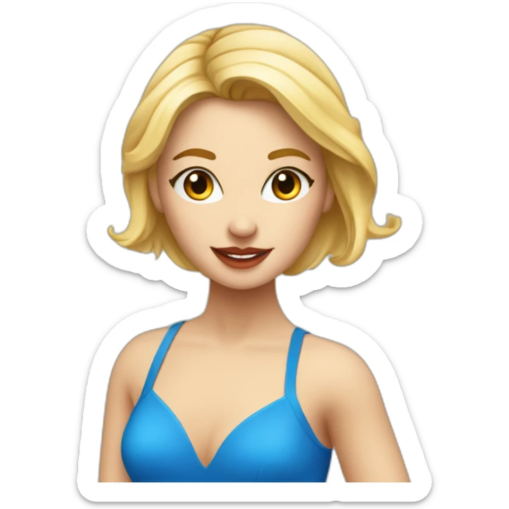 Danseuse de contemporain blonde aux yeux bleu avec un justaucorps rouge sticker