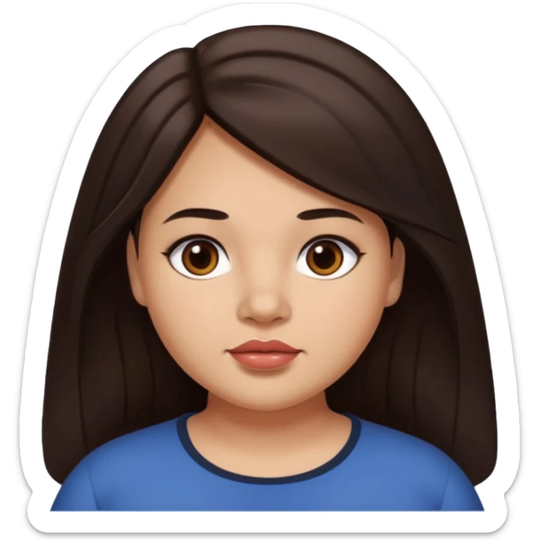 My hair and eyes are dark brown, I'm a little chubby, my eyes aren't round, nor is my face, my eyes are a little narrow, my jaw and chin are nicely defined, my hair can be said to be long, my lips are nicely proportioned, but not too big, they're medium sized sticker