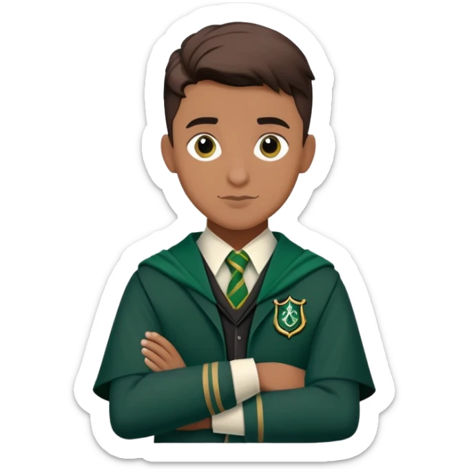 louis cordice is Blaise Zabini in harry potter, wear hogwarts slytherin uniform sticker