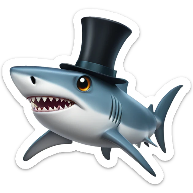 Shark with a top hat sticker