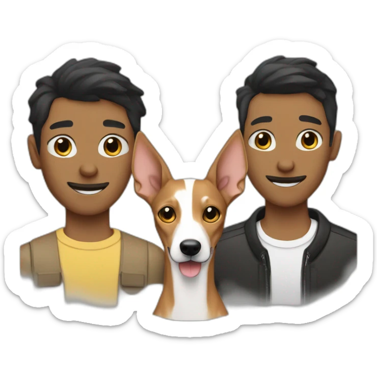 Podenco with two gay owners one white with black hair and one tanned with black hair sticker
