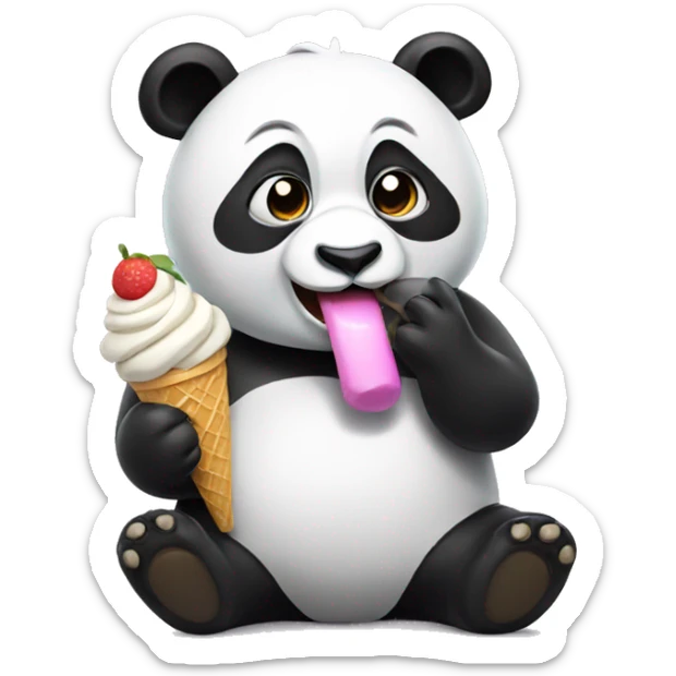 Panda eating ice cream sticker