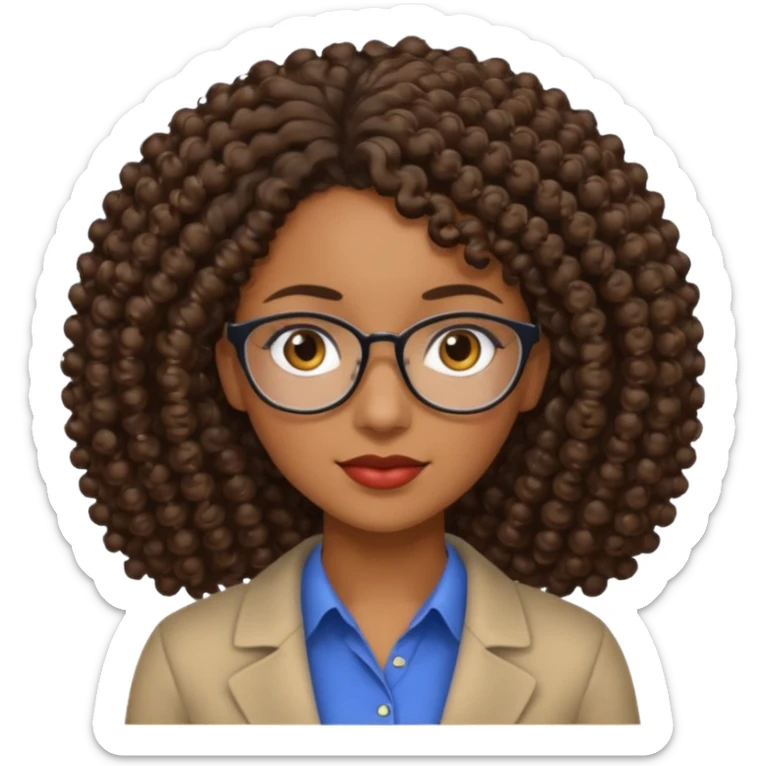 Black female teacher with curly hair and no glasses sticker