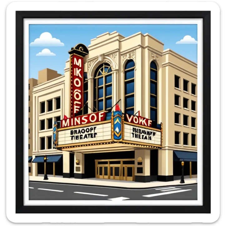 haz un emoji del teatro de broadway en new york  mas realista y mejor que se parezca al Minskoff Theatre sticker