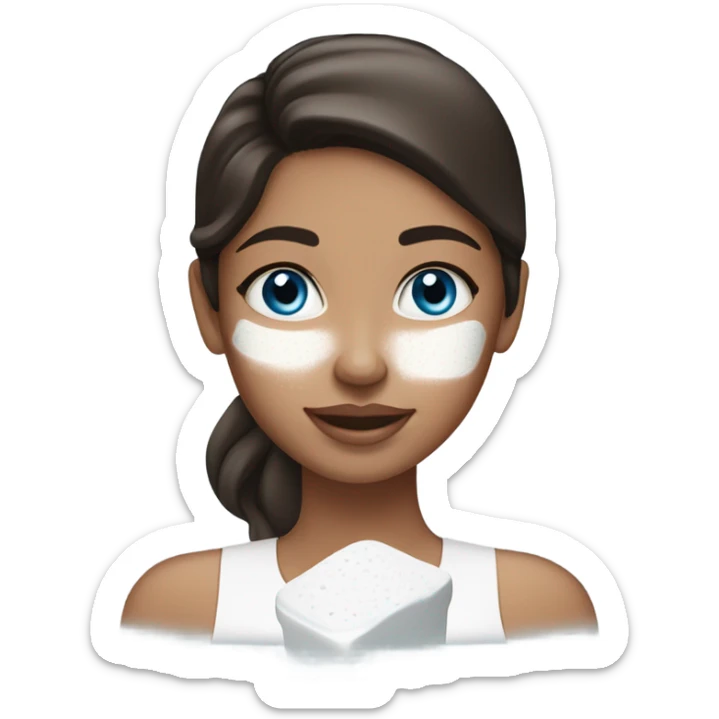 White Skin care on white freackles skin of a brunett blue eyes girl  sticker