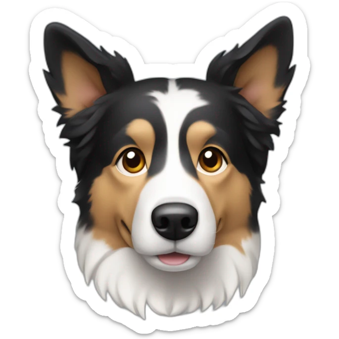 dog, short-hair, black-hair, white-chest, white-stripe-down-face, no-brown, border-collie, mcnab, terrier sticker