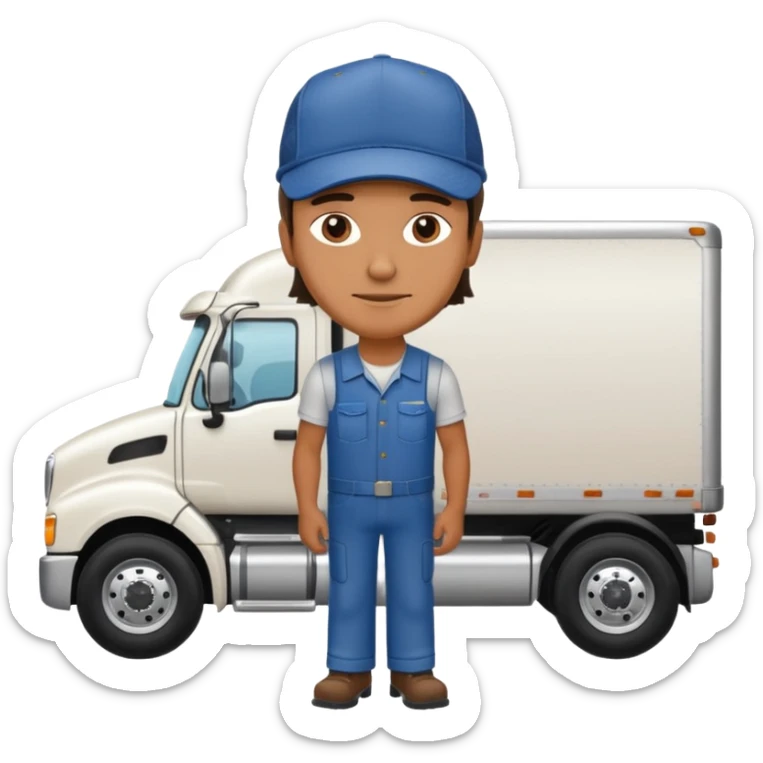 Kamyon şoförü Yarı Kamyon Karikatür çizimi kamyon yan dursun şoför de dışarda yanında olsun sticker