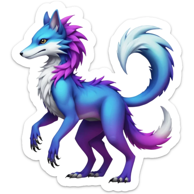 badass elegant wild beautiful natural badass futuristic epic exotic anthro modern furry cyborg-sergal-vernid-creature, full body, gradient pretty hair, with a long tufted tail, aesthetic, art by LiLaiRa, art by art by Falvie sticker