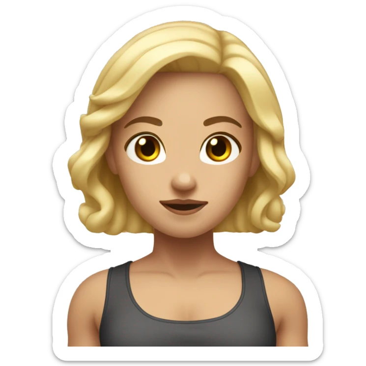 white gym girl with darl blonde hair double bicep pose sticker