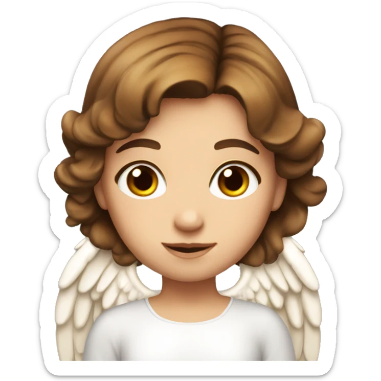 A pretty girl with brown hair and angel wings  sticker