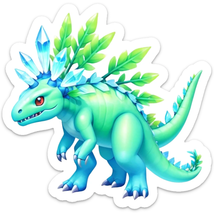 Shiny Colorful Iridescent Meganium-Amaura-fakemon (full body) sticker
