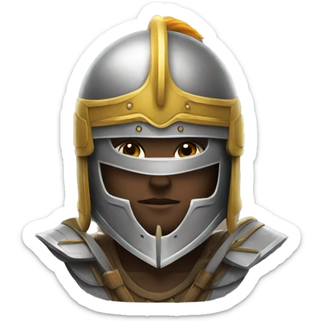 Warrior wearing helmet sticker