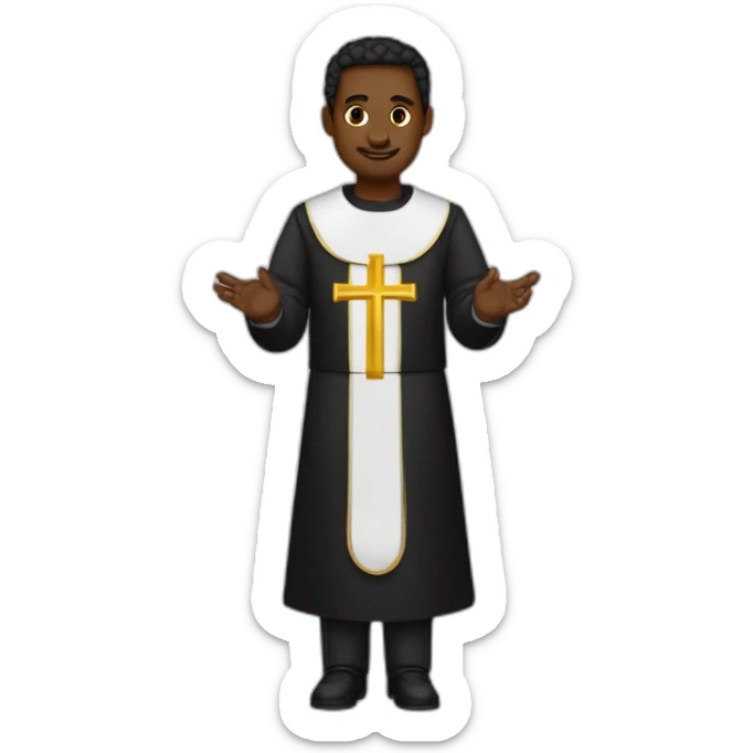 sacerdote traje negro piel blaca crucifijo en la mano sticker