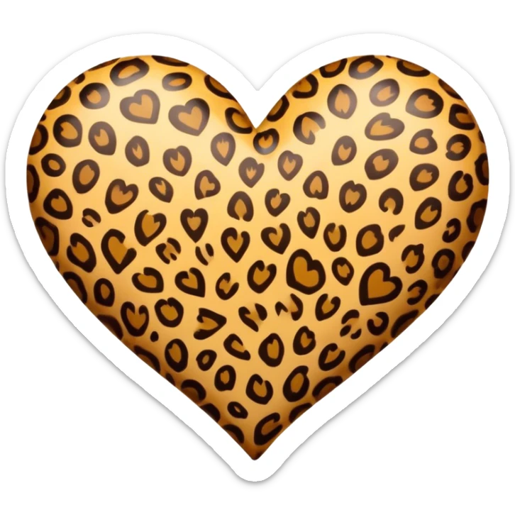 leopard print heart sticker