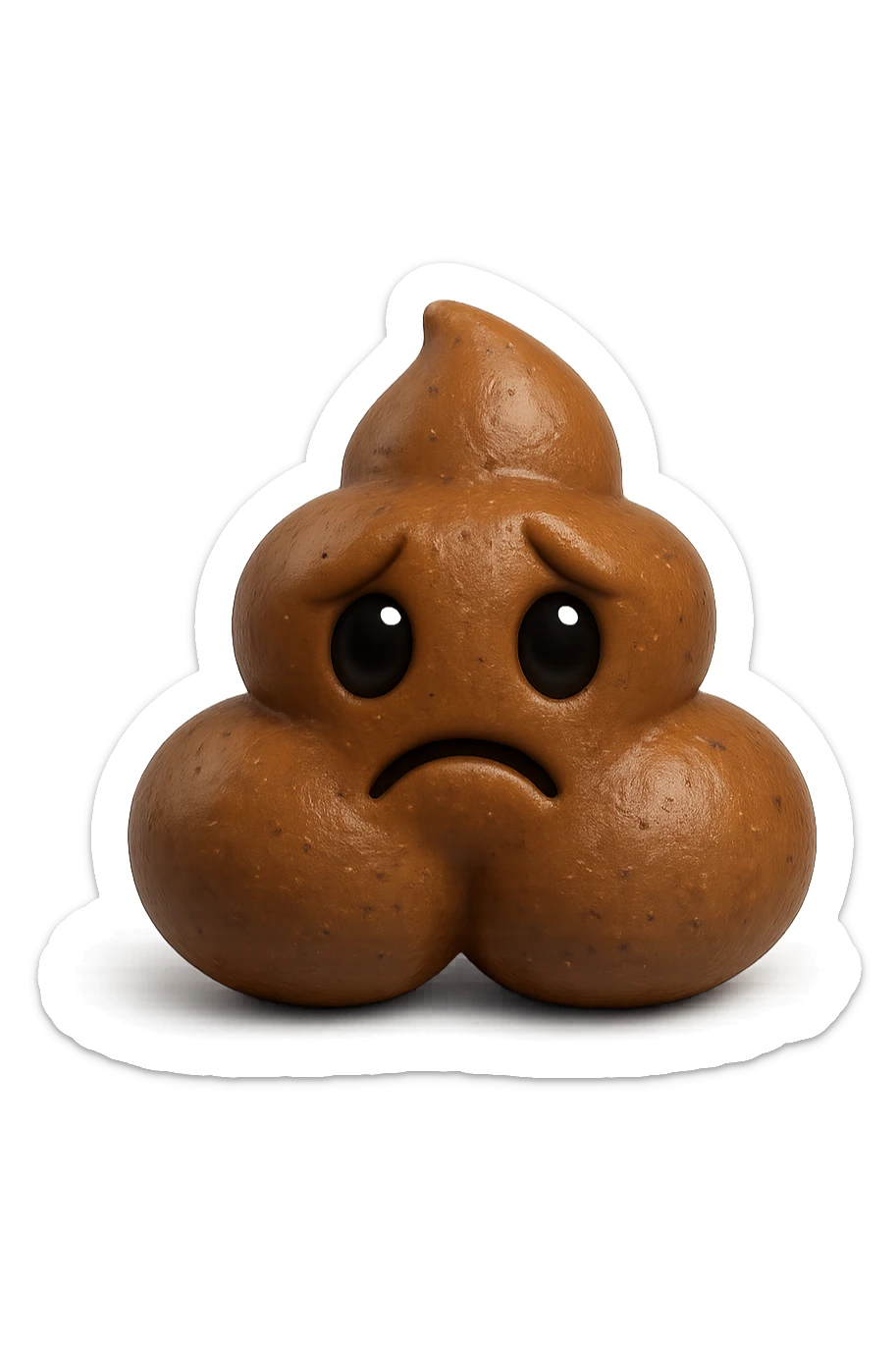 EMOJI STILE IPHONE 3D DI UNA MONTAGNETTA DI FECI A PALLINE CON ESPRESSIONE TRISTE, IPERREALISTICO 4K sticker