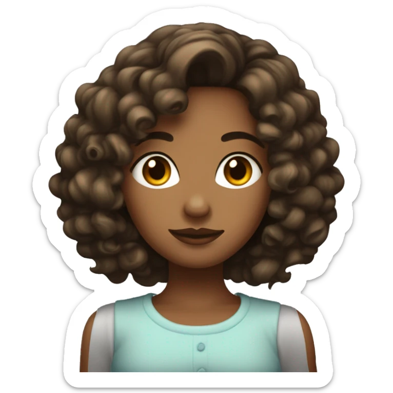 Jeune femme cheveux ondulés noir avec yeux rond bruns et boucle dans le nez sticker