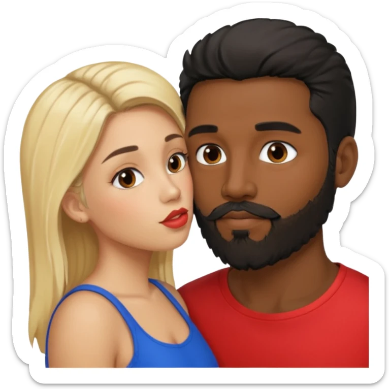 Puerto rican beard man black hair with blonde girl kissing  sticker
