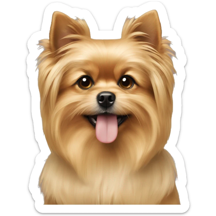 Yorkie and Pomeranian mixed dog with blonde hair  sticker