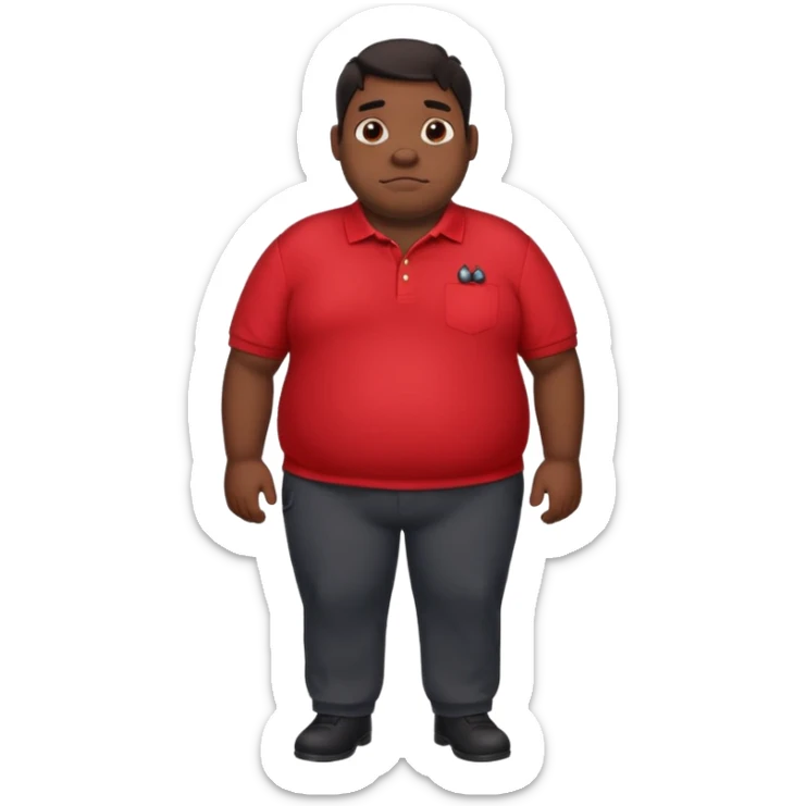 Fat guy the size of a hippo with dark hair in a red polo and black slacks sticker