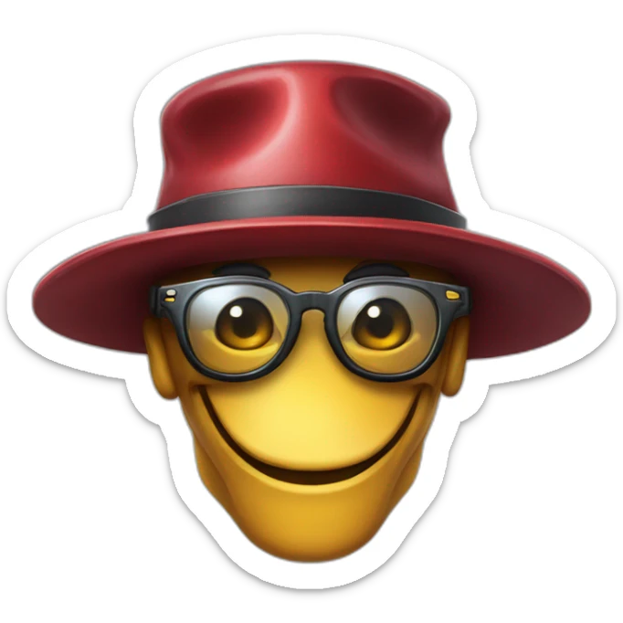 crazy-funny-cyberpunk-reddragon-head-with-beautiful-smile-wearing-glasses-and-hat sticker