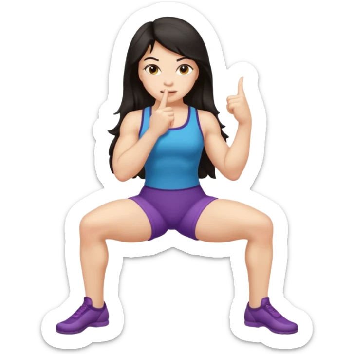 Una niña con los pies flexionados, dedo índice en la boca y cadera hacia el lado derecho sticker