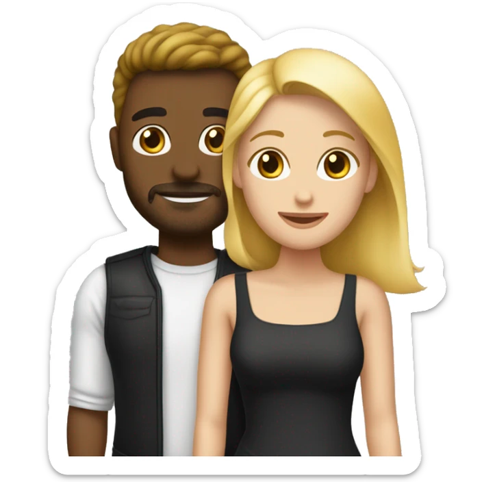Crea un emoji que sea de una pareja y que uno sea un negro y la otra una rubia blanca  sticker