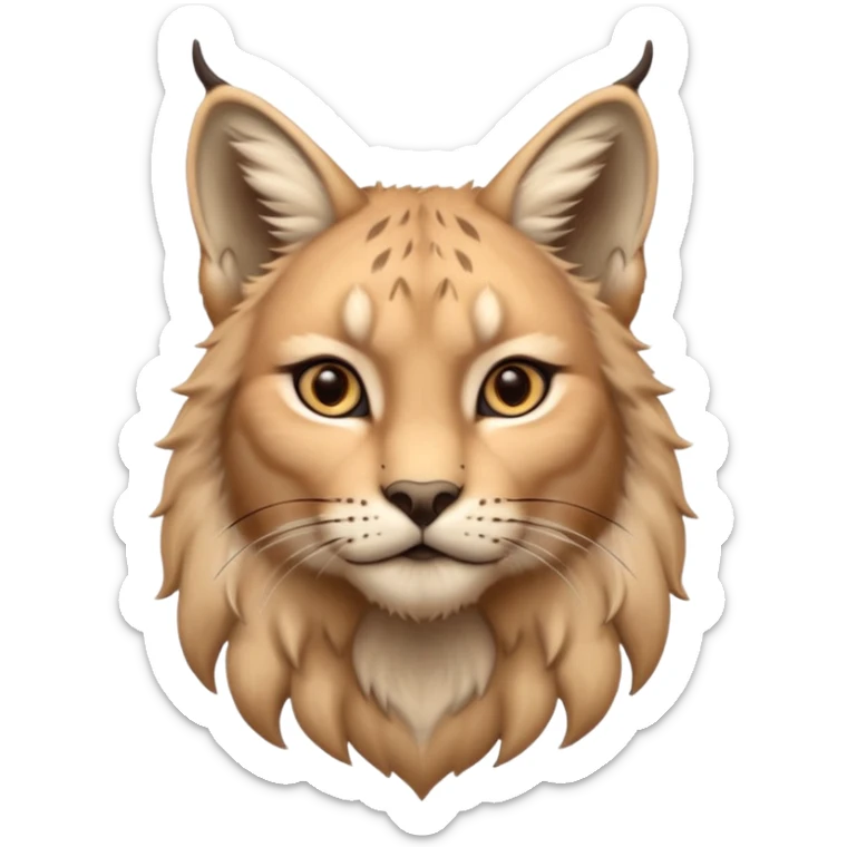 A high-resolution photo-realistic digital illustration of a majestic young lynx, chest upward  sticker