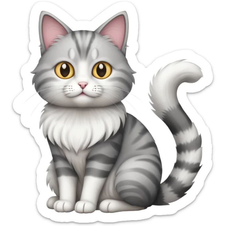 a grey and white cat sitting regally sticker