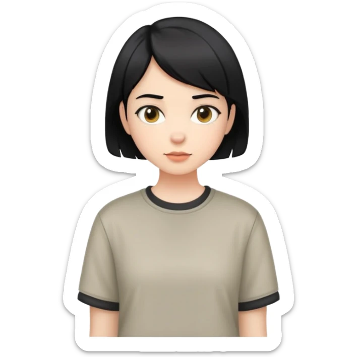 girl with short black hair, dressed in casual boyish outfit sticker