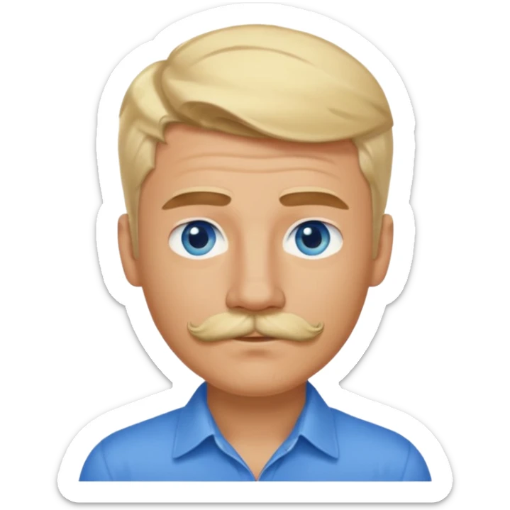 normal emoji 👨🏼 guy with blond hair, mustache, and blue eyes. No shoulders or neck. Just head. Hair a little mussed and stylish sticker