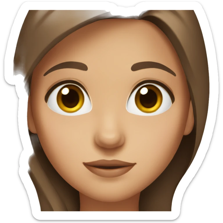 girl with long brown hair and brown eyes and long lashes sticker