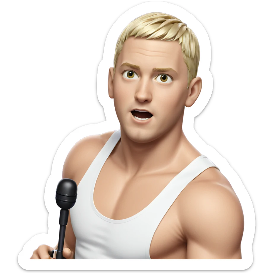blonde boy with microphone sticker