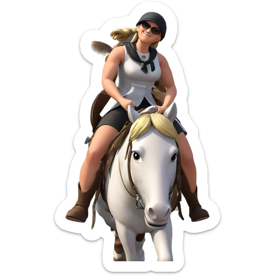 girl riding horse in style sticker