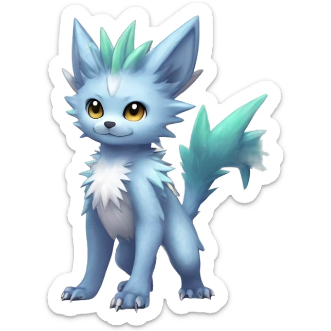 Anthro Scalie Spiky Cool Edgy Magical Shiny Colorful Pastel Sparkle Kemono-style Chibi Fantasy-Animal-Fakémon-Pokémon-Hybrid Fur Sona Aesthetic Full Body sticker